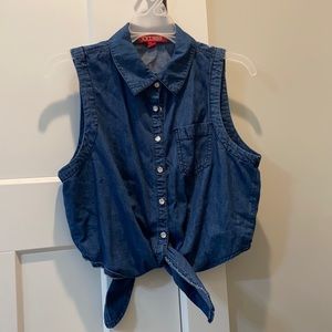 Denim tie top